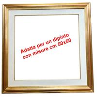 Cornice oro con passepartout tela panna per quadri