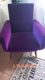 Poltrona vintage viola in velluto
