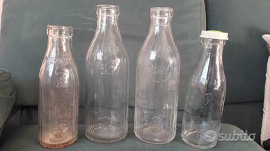 4 VECCHIE BOTTIGLIE LATTE ANNI 60 VINTAGE