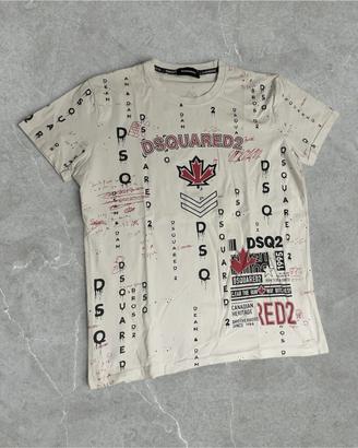 T-Shirt Dsquared2 Bianca Graffiti - Uomo