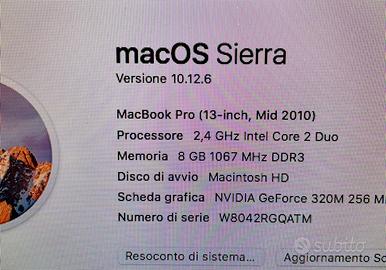 Mac book pro 13” - 2010 - ssd 500gb