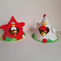 Coppia Gallinelle porta ovetti Pasquali ved.descri