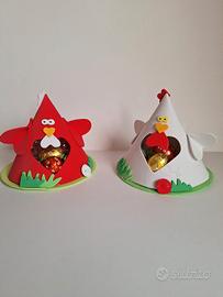 Coppia Gallinelle porta ovetti Pasquali ved.descri