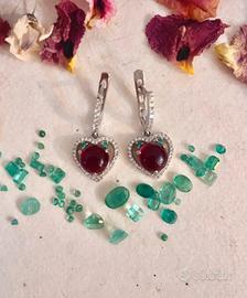 Orecchini cuore tormalina argento 925