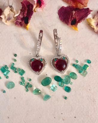 Orecchini cuore tormalina argento 925