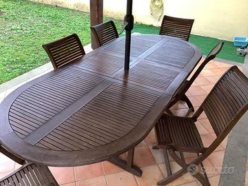 Set Esterno Balau Tavolo 3m + 6 Sedie