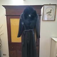 CAPPOTTO VERA PELLE CON COLLO IN PELLICCIA 