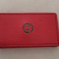 porta banconote in pelle rosso Giorgio Armani