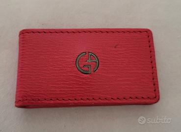 porta banconote in pelle rosso Giorgio Armani