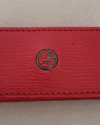 porta banconote in pelle rosso Giorgio Armani