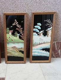 2 dipinti su lastra di vetro