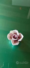 Mini Rosa in Ceramica Lilla Rosa Decorazione Vinta