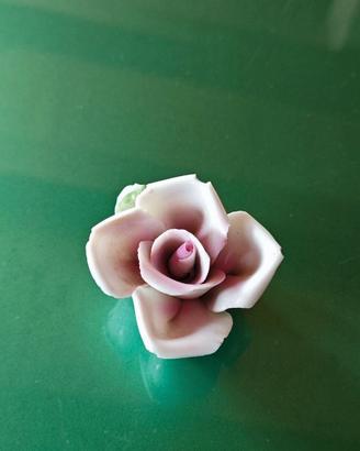 Mini Rosa in Ceramica Lilla Rosa Decorazione Vinta