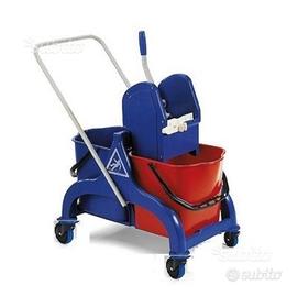 CARRELLO DOPPIA VASCA + STRIZZATORE Lt.50