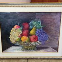 Antico DIPINTO QUADRO NATURA MORTA VINTAGE RETRÒ 