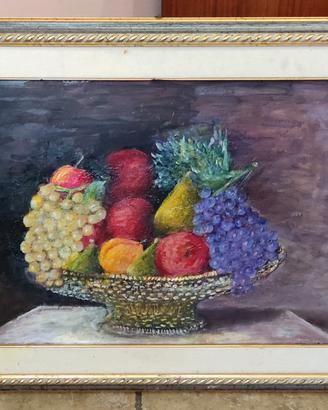 Antico DIPINTO QUADRO NATURA MORTA VINTAGE RETRÒ 