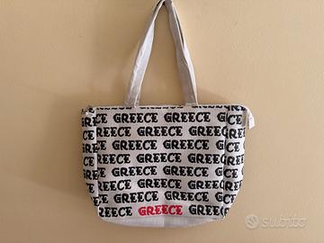 Borsa Tote Bag Grecia Canvas Nuova con Cartellino