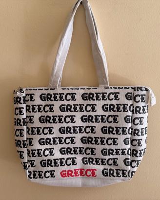 Borsa Tote Bag Grecia Canvas Nuova con Cartellino