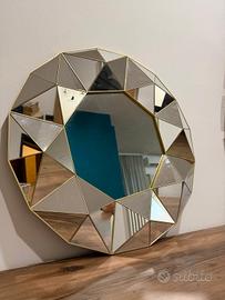 Specchio da parete design oro,effetto diamante