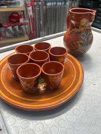 Set bicchieri in terracotta con caraffa