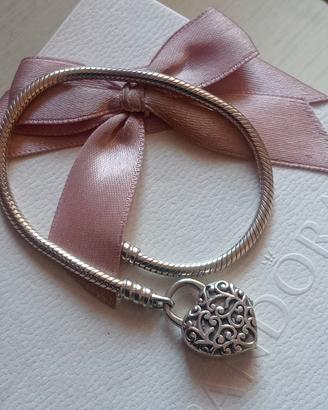 Bracciale pandora lucchetto cuore regale cm 19