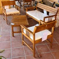 Set Giardino in Acacia Massello NUOVI Cuscini 