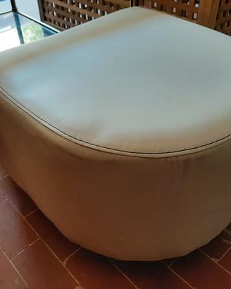 pouf in pelle beige