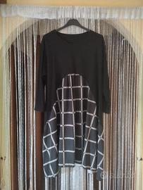 Maglia vestito donna taglia unica nero maniche 3/4
