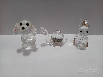 3 statuette in vetro decorative