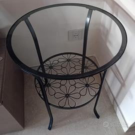 Tavolino, nero/vetro trasparente, 4 IKEA KLINGSBO