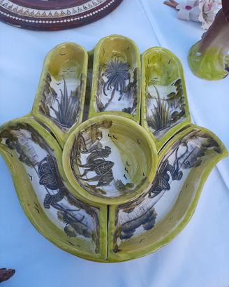 Antipastiera ceramica Hamsa Mano di Fatima