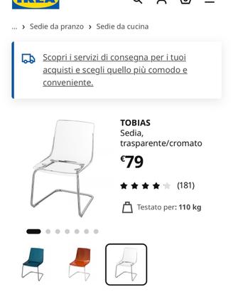 4 sedie TOBIAS IKEA trasparenti -prezzo trattabile