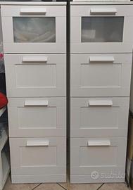 BRIMNES Cassettiera con 4 cassetti bianco/vetro x2