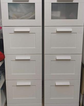 BRIMNES Cassettiera con 4 cassetti bianco/vetro x2