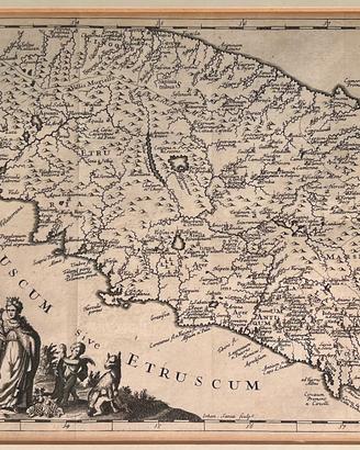 Mappa antica Italia Etruria Umbria 1700 Cluver