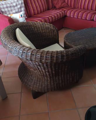 Poltrone in Rattan e tavolino abbinato