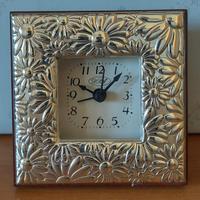 orologio silver plate con cornice in legno cm 8x8