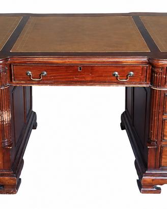 SCRIVANIA INGLESE D’EPOCA IN LEGNO – PIANO IN PELL