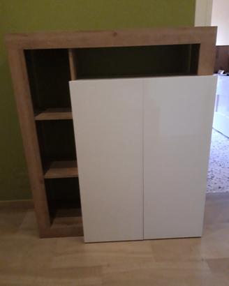 MOBILE BIANCO LUCIDO E SIMIL-ROVERE 