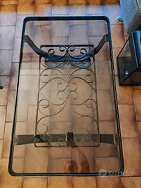 Tavolino da salotto in ferro e vetro