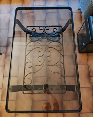 Tavolino da salotto in ferro e vetro