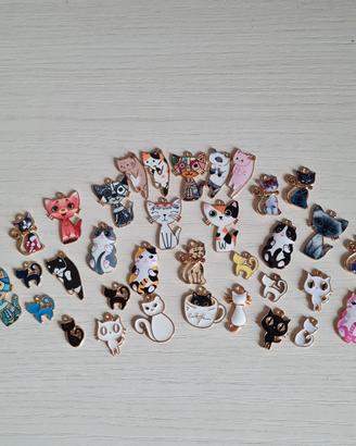 34 Charms Gatti Smaltati - Set Completo per Bijoux