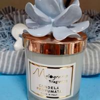 candela con vasetto e fiore in capodimonte 