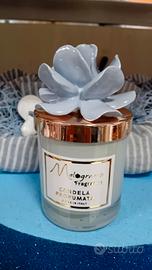 candela con vasetto e fiore in capodimonte 