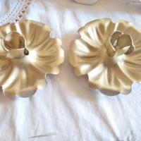 Coppia Portacandele Oro Antico