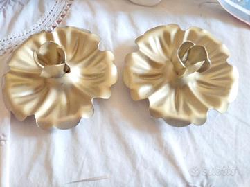 Coppia Portacandele Oro Antico