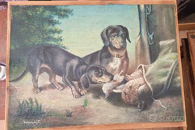 Dipinto con bassotti 