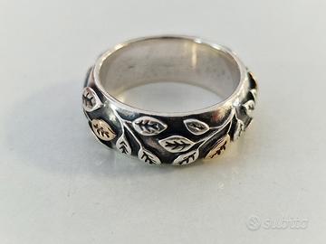 Anello Pandora argento e oro