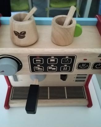 macchina da caffe' giocattolo in legno
