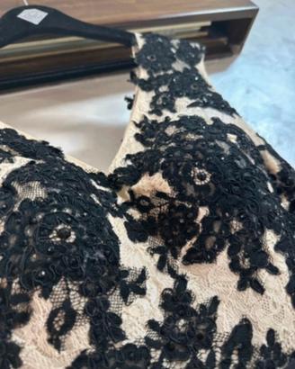 Elegante Vestito Impero Nero e Oro Donna, cerimoni